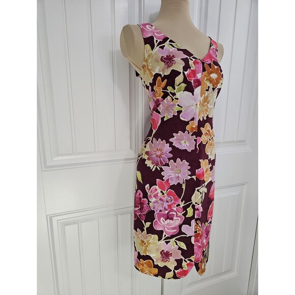 David Meister NWT Silk Floral Sheath Dress V-neck Sz 6 Made In The USA - Picture 3 of 10